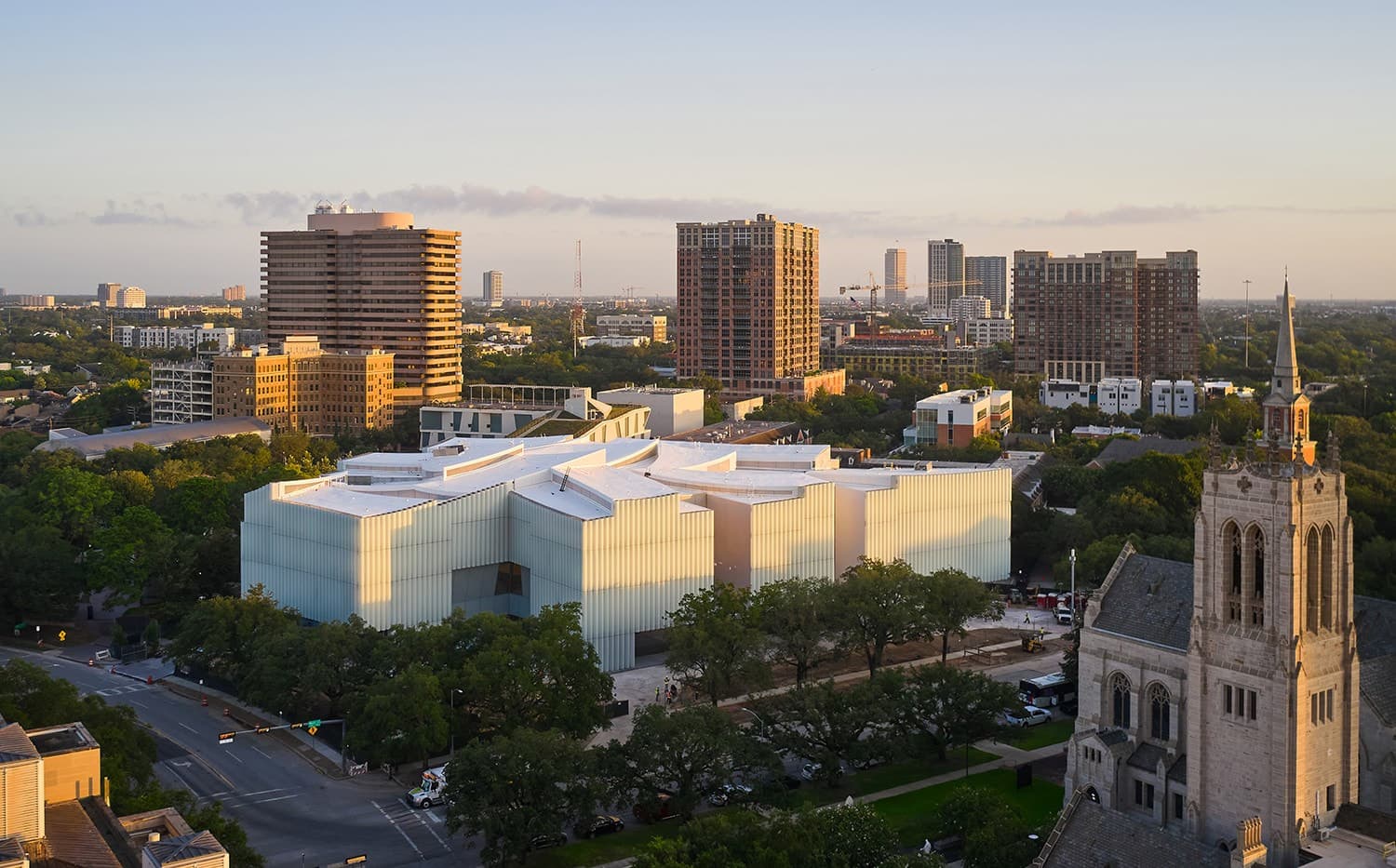 Aerial view of Nancy and Rich Kinder Building, The Museum of Fine Arts, Houston